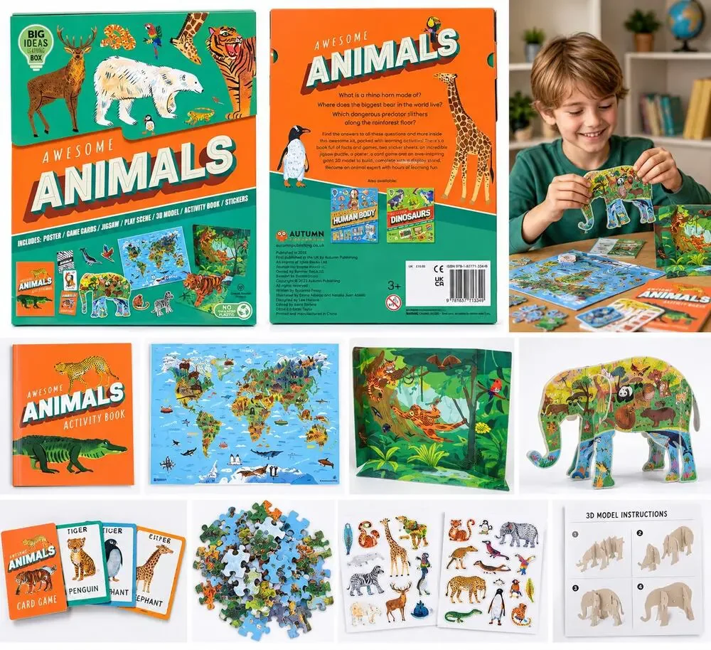 Big Ideas Learning Box Awesome Animals Activity Kit – Ages 3+